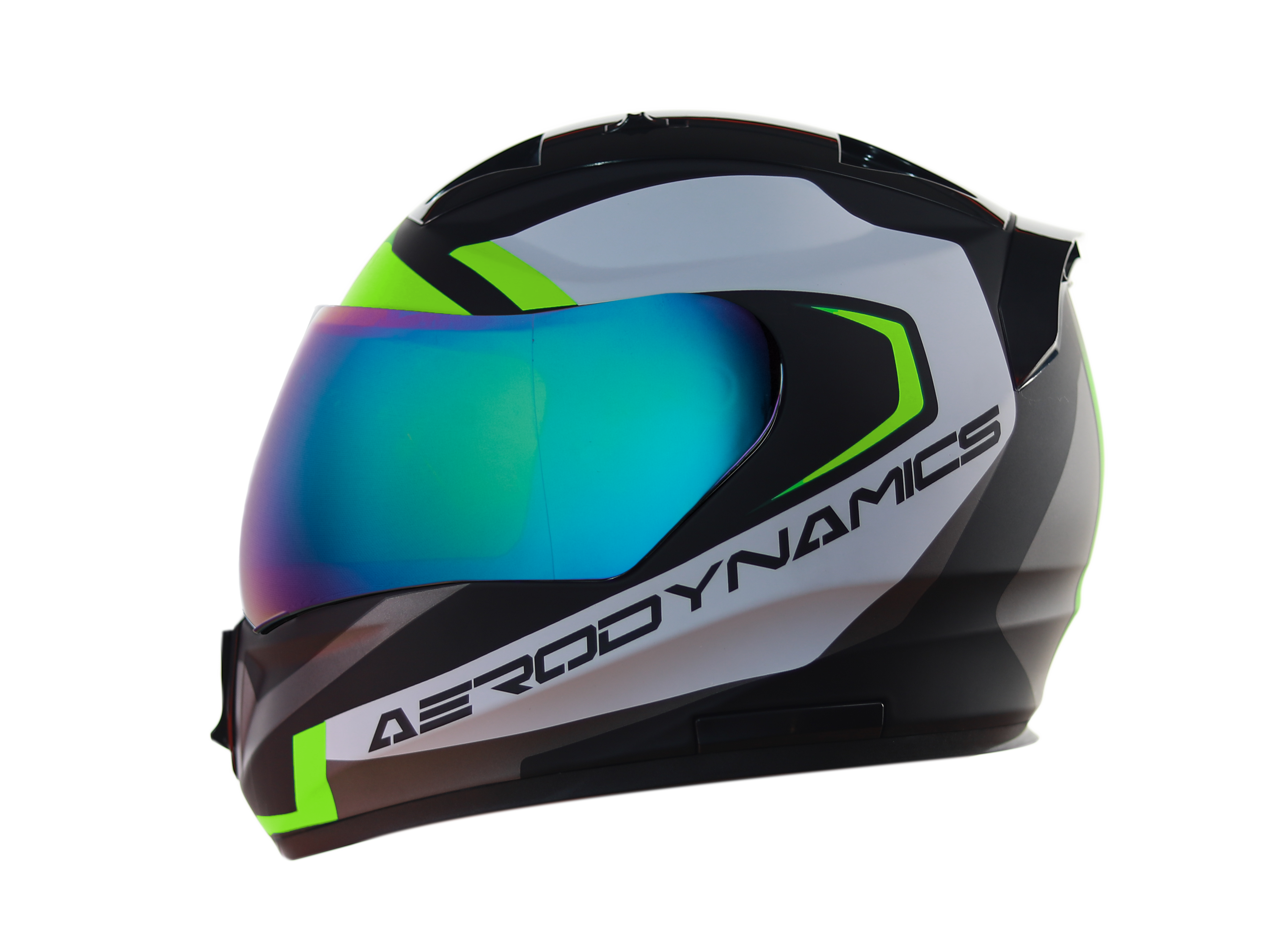 SA-1 Aerodynamics Mat Black With Neon(Fitted With Clear Visor Extra Rainbow Chrome Visor Free)